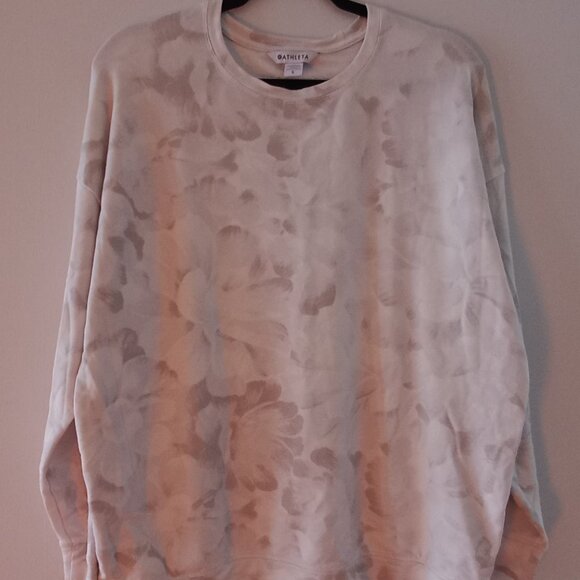 ATHLETA balance pullover white/grey floral print thin sweatshirt - Picture 4 of 9